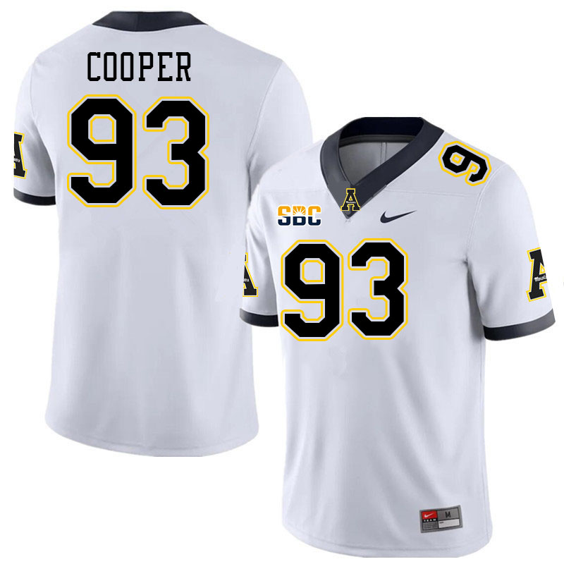 Men #93 DeNigel Cooper Appalachian State Mountaineers College Football Jerseys Stitched-White